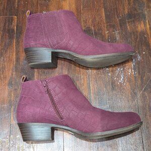 Lucky Brand Blare Burgundy Ankle Zip Boots